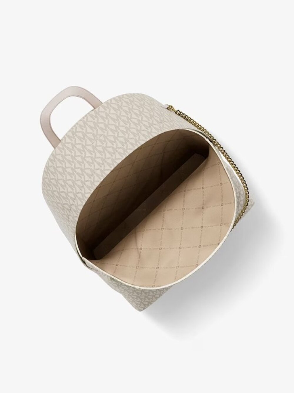 NWT Michael Kors Slater Medium Backpack Light Cream Gold Hardware MK Logo - Picture 2 of 3